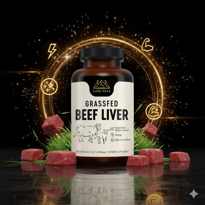 Suplemento de hígado de res alimentado con pasto – 3000 mg de órganos desecados liofilizados – Fuente de nutrientes para articulaciones, huesos, cabello, piel, uñas y energía diaria – 120 cápsulas (Importado de 🇺🇸)