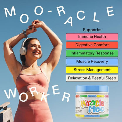 Miracle Moo™ 🌟🥛 Suplemento de Colostrum + Immunolin: Fortalece el sistema inmune, mejora tu salud intestinal y tu cabello piel y uñas.