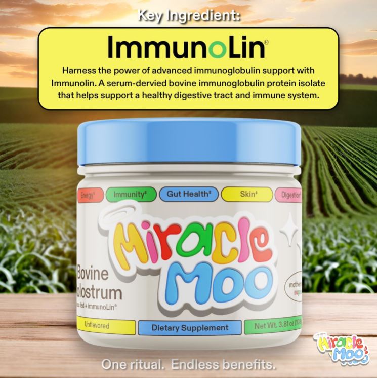 Miracle Moo™ 🌟🥛 Suplemento de Colostrum + Immunolin: Fortalece el sistema inmune, mejora tu salud intestinal y tu cabello piel y uñas.