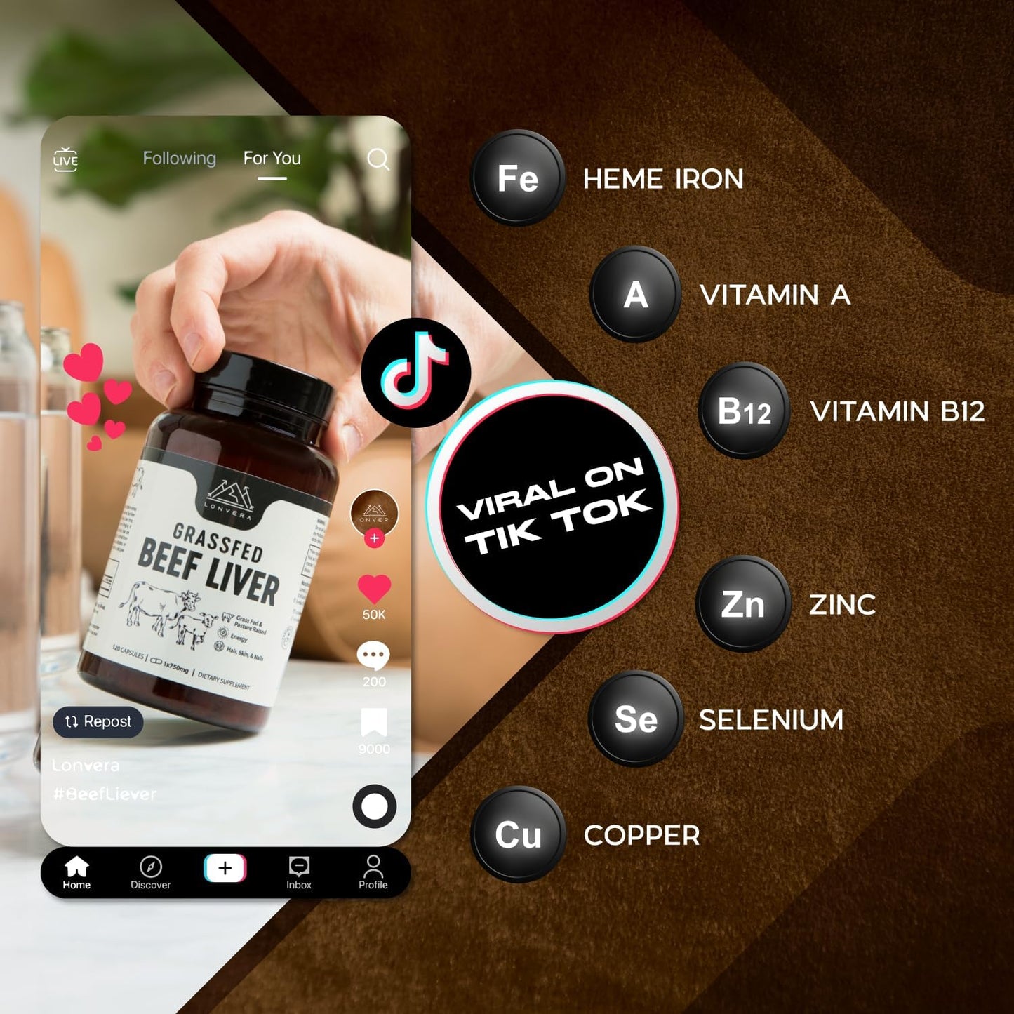 Suplemento de hígado de res alimentado con pasto – 3000 mg de órganos desecados liofilizados – Fuente de nutrientes para articulaciones, huesos, cabello, piel, uñas y energía diaria – 120 cápsulas (Importado de 🇺🇸)