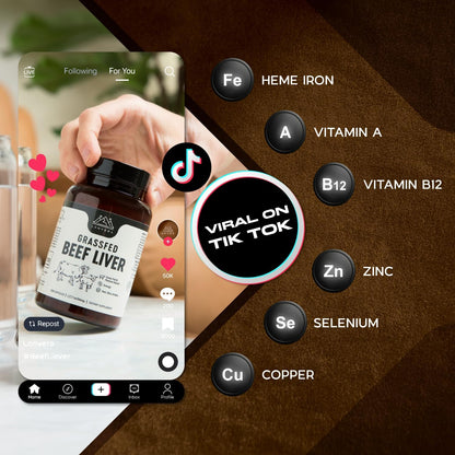 Suplemento de hígado de res alimentado con pasto – 3000 mg de órganos desecados liofilizados – Fuente de nutrientes para articulaciones, huesos, cabello, piel, uñas y energía diaria – 120 cápsulas (Importado de 🇺🇸)