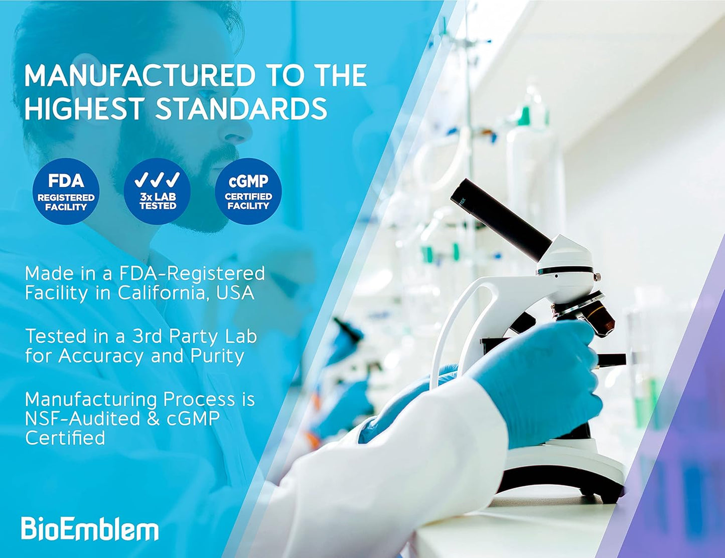 BioEmblem Complejo triple de magnesio de alta absorción 300 mg | Glicinato de magnesio para nervios, malato para energía, suplemento para apoyar la salud muscular | Vegano, sin OMG, 90cápsulas (Importado de 🇺🇸)