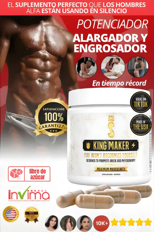 King Maker - Suplemento Natural con Tongkat Ali, Turkesterona, Ecdisterona, Fadogia Agrestis, betarraga roja, maca negra y zinc. + Músculo, recuperación y resistencia 🍆 (13 en 1)