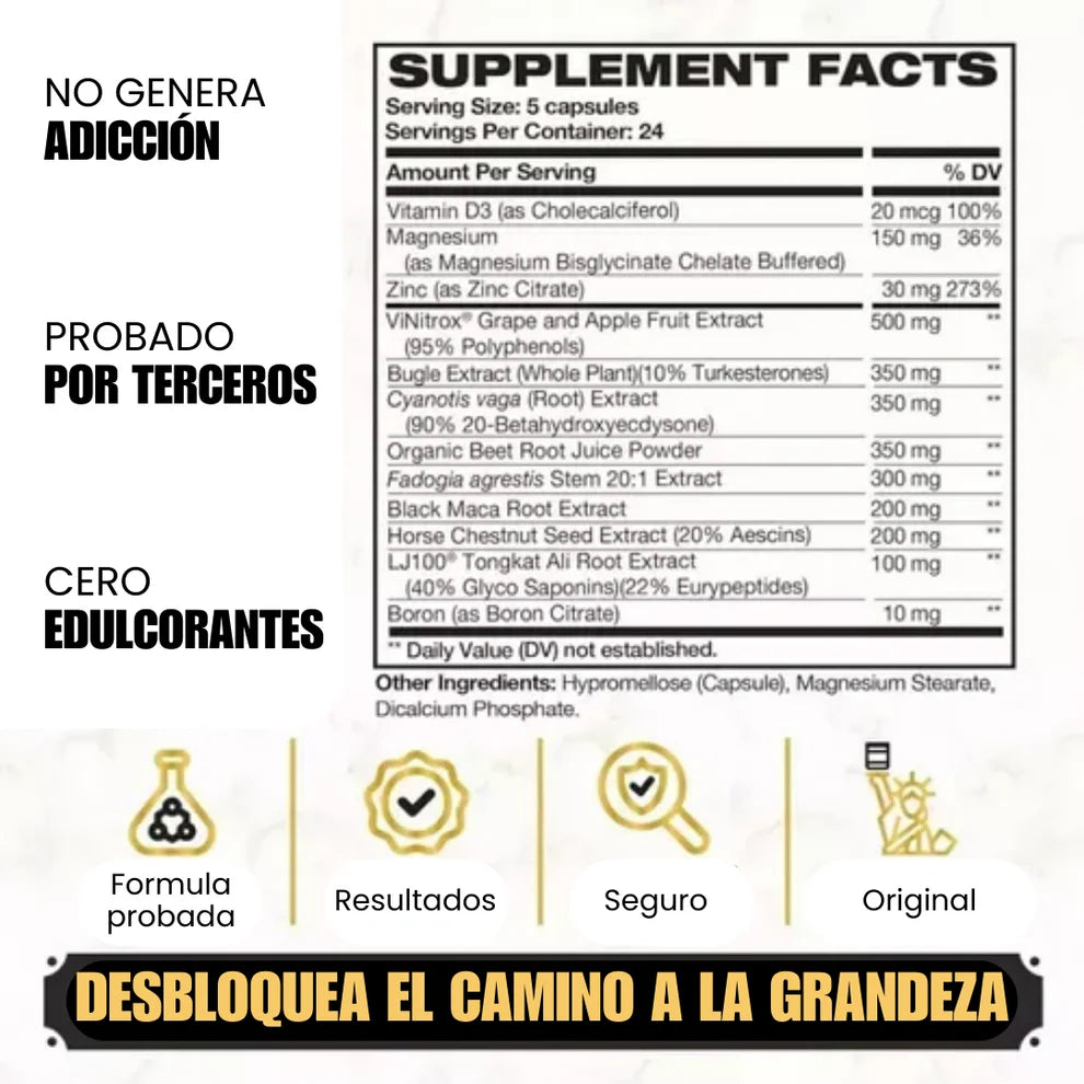 King Maker - Suplemento Natural con Tongkat Ali, Turkesterona, Ecdisterona, Fadogia Agrestis, betarraga roja, maca negra y zinc. + Músculo, recuperación y resistencia 🍆 (13 en 1)