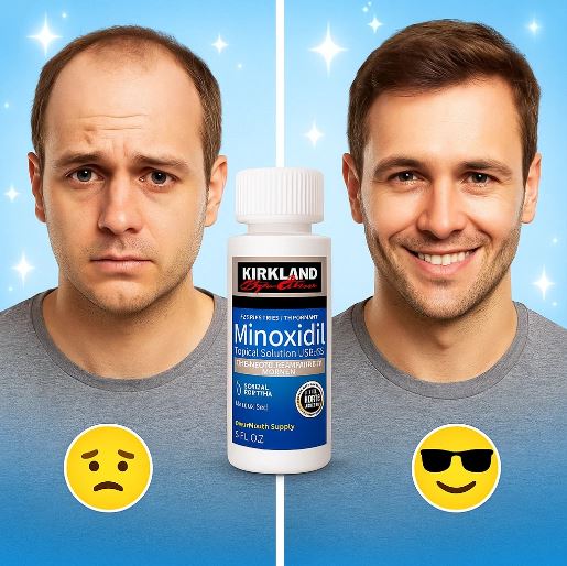 Kirkland Hair Max™ – Frena la caída, estimula el crecimiento y devuelve la densidad a tu cabello con Minoxidil 5% clínicamente comprobado 🧬✨