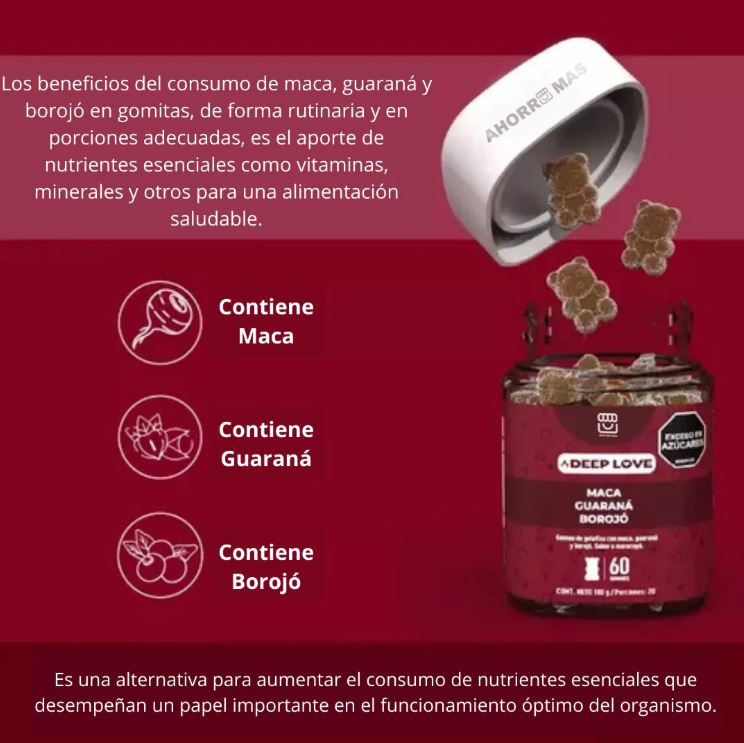 Love Gummies™:💖 Huanarpo Macho + Maca Negra + Jengibre -- ¡Enciende la chispa de tu relación al instante! 🔥