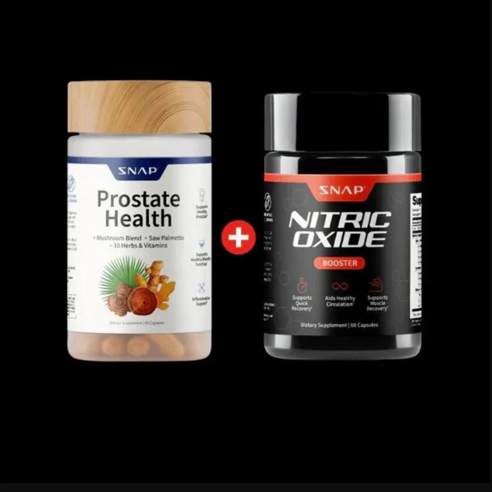 Nitric Oxide Booster™ + Prostate Health en pack 2x1: con Saw Palmetto 🌴, Hongos medicinales, Licopeno, L-Arginina ⚡ y Beta-Alanina 🔥 (120 cápsulas)