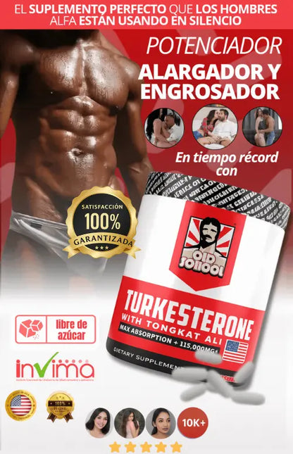 Old School Labs Suplemento de testosterona para hombres – Turkesterona 1500 mg de potencia máxima + Tongkat Ali y BioPerine® – Crecimiento muscular, recuperación, impulso y resistencia – 120 cápsulas